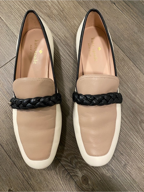 kate spade Shoes - kate spade Mable Two-Tone Cream & Beige Braided Strap Loafers